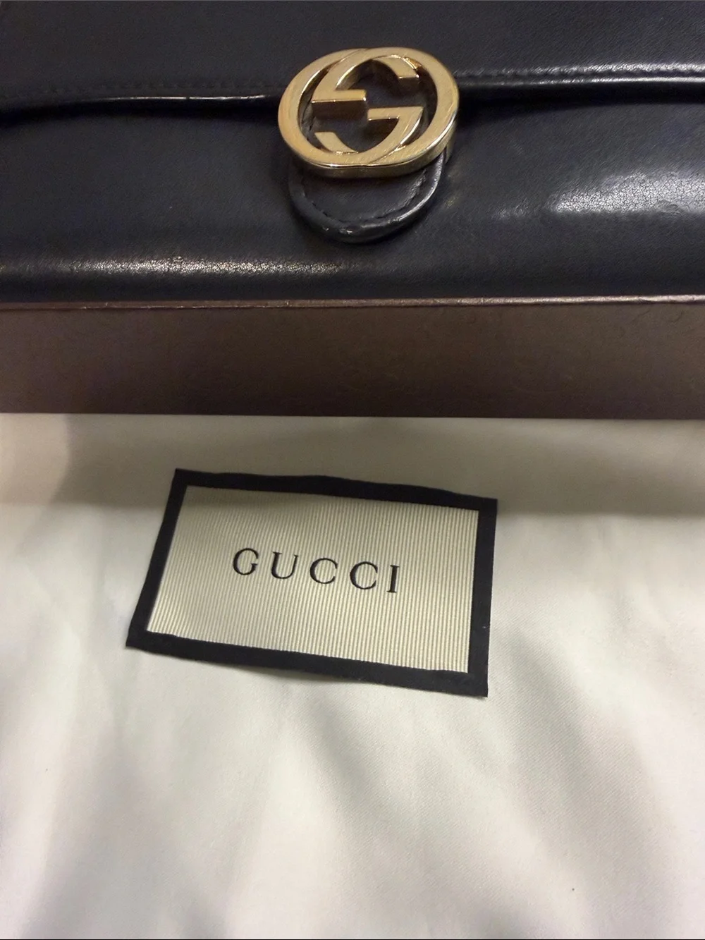 Gucci Black Leather Continental Wallet with Gold Double GG Emblem - Picture 3 of 12